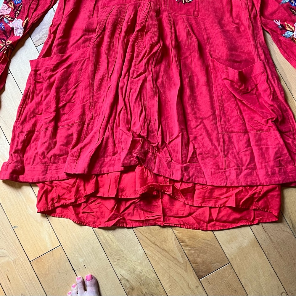 Free People Mia Gauze Embroidered Floral Print Mini Tunic Dress size small - Picture 3 of 11